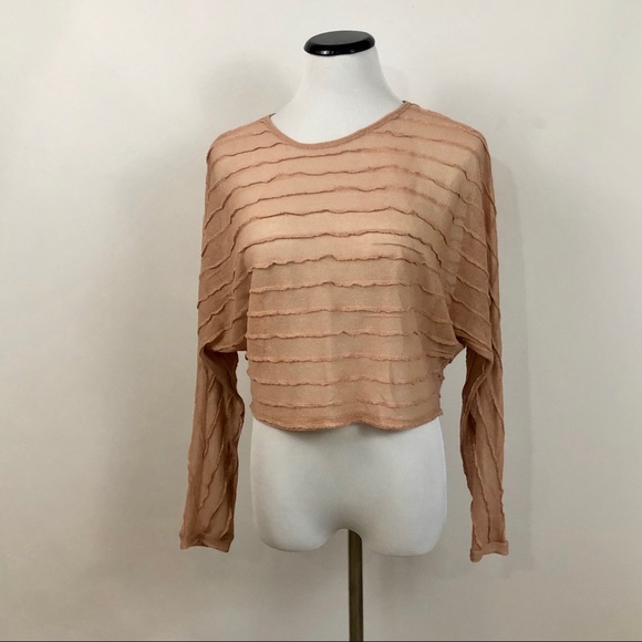 Forever 21 Tops - XXI | Shabby Pink sheer long sleeve crop top